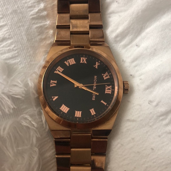 ROSE GOLD BLACK MICHAEL KORS WATCH USED AUTHENTIC YOUR OBO - Picture 2 of 14